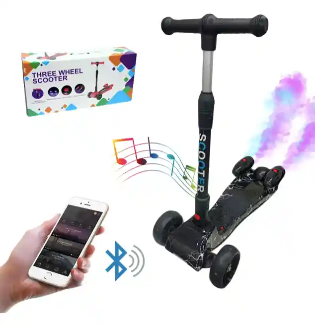 Patineta Scooter Altura Ajustable De Humo Con Luces Led Y Sonido