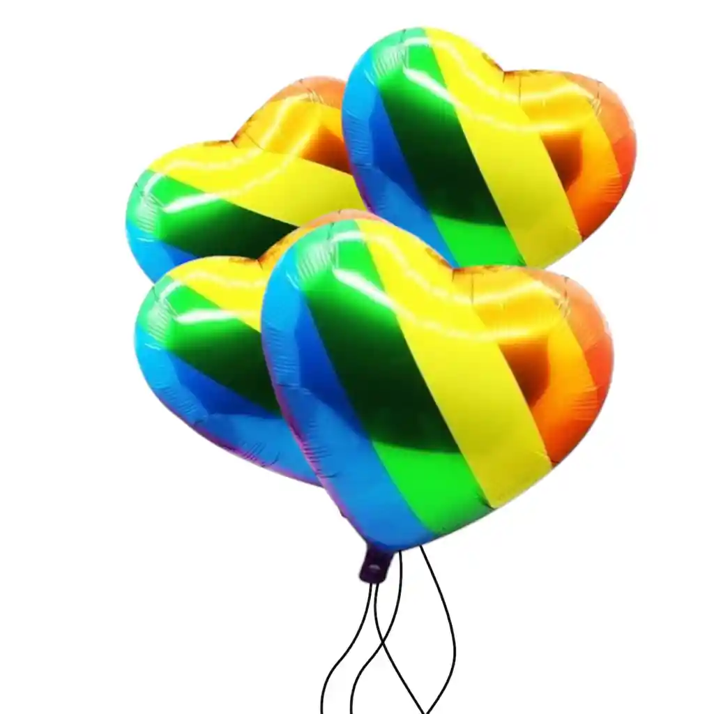 Globos Corazon Multicolor Lgtbi X 4