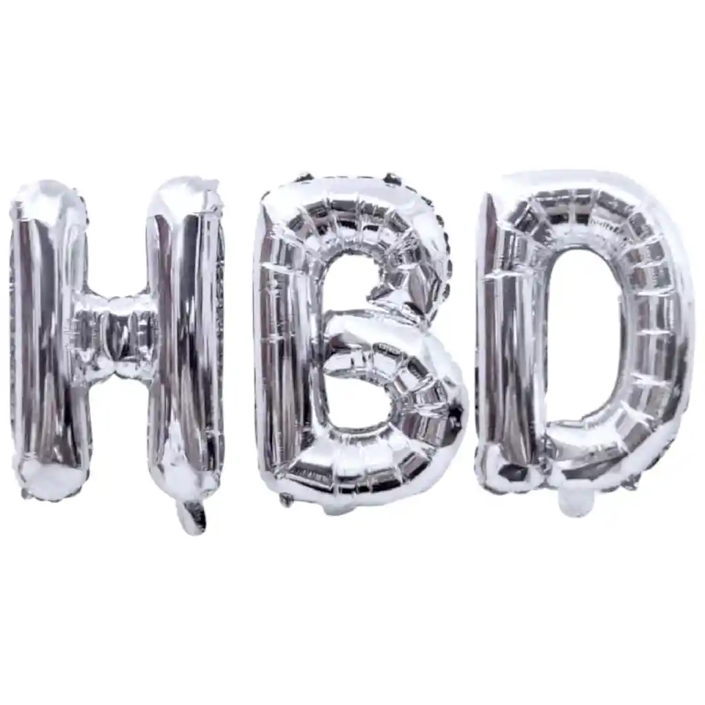 Globos Hbd Para Celebrar Cumpleaños Happy Birth Day Plateado