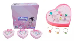 Juego Anillos Resina Estuche Lujo Corazón Juguetes