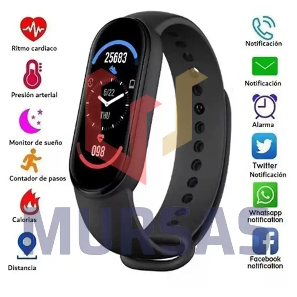 Reloj Inteligente Smartband Bluetooth Sensor Ritmo Cardíaco Deportes