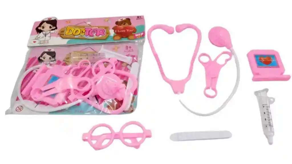 Set Doctor Doctora Kit Medico Juguete Gafas Estetoscopio