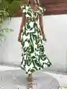 Vestido Con Estampado De Plantas De Manga Mariposa Vinculado Con Aro