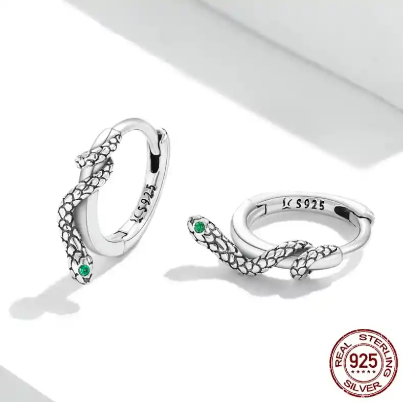 Aretes Aros Para Mujer Serpiente Fabricados En Plata 925