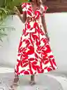 Vestido Con Estampado De Plantas De Manga Mariposa Vinculado Con Aro