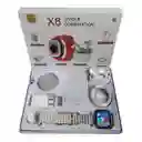 Combo X8 Smartwatch + Auriculares Bluetooth + Bateria Externa + Cargas Inalambricas + Cargador Iphone (puldo Negro)