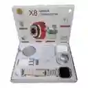 Combo X8 Smartwatch + Auriculares Bluetooth + Bateria Externa + Cargas Inalambricas + Cargador Iphone (puldo Negro)