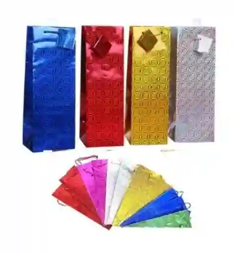 Bolsa De Regalo Botella Holográfica 39*13 Cm (colores Surtidos)