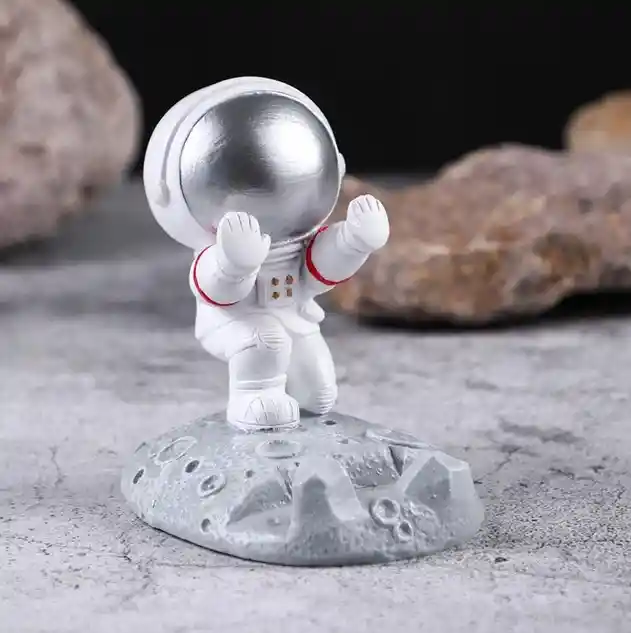 Trípode Astronauta Casco Plateado