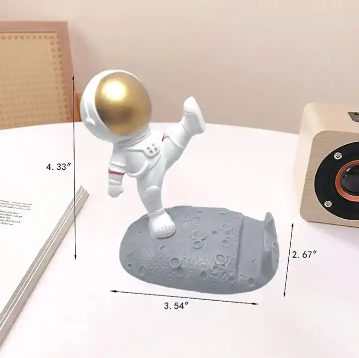 Trípode Astronauta Casco Plateado