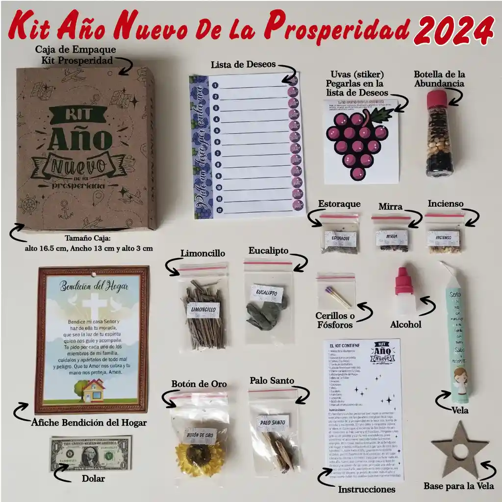 Kit Año Nuevo Caja Ritual Inicio De Año Fiestas