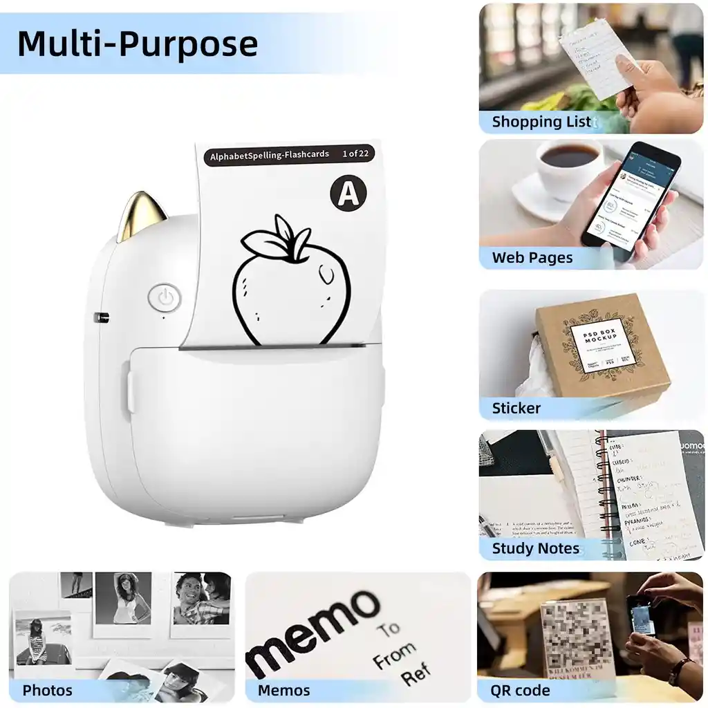 Portable Mini Printer 7 Color Light