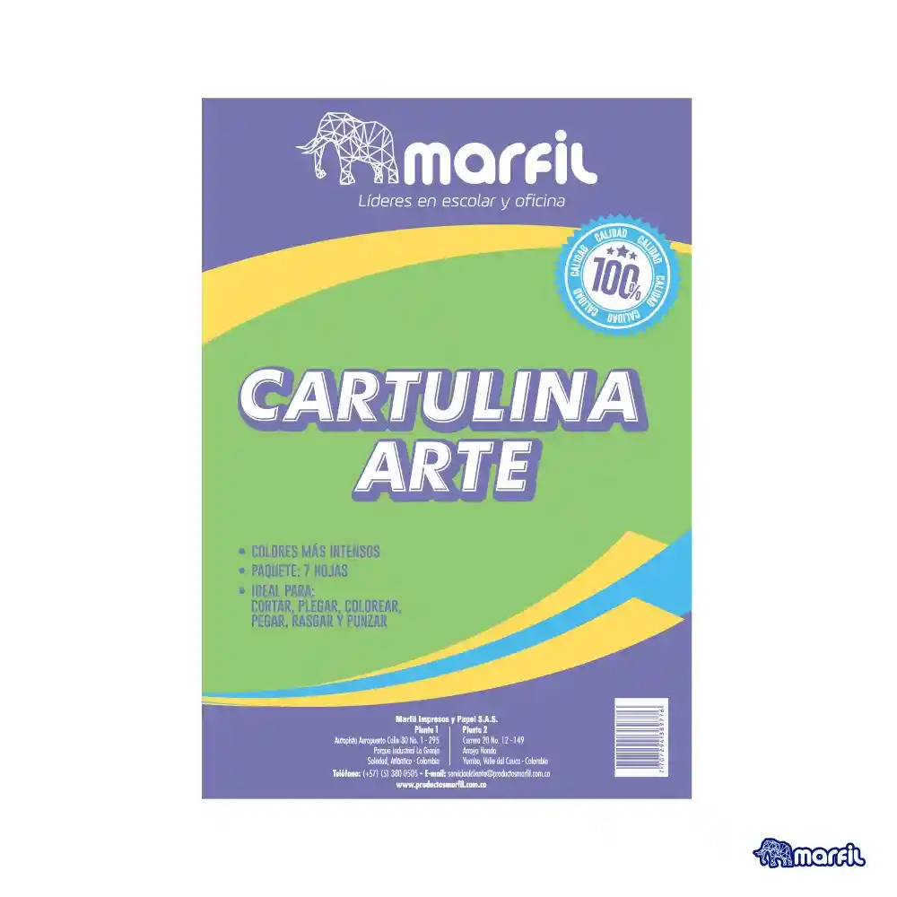 Cartulina Colores Vivos X 7 Marfil