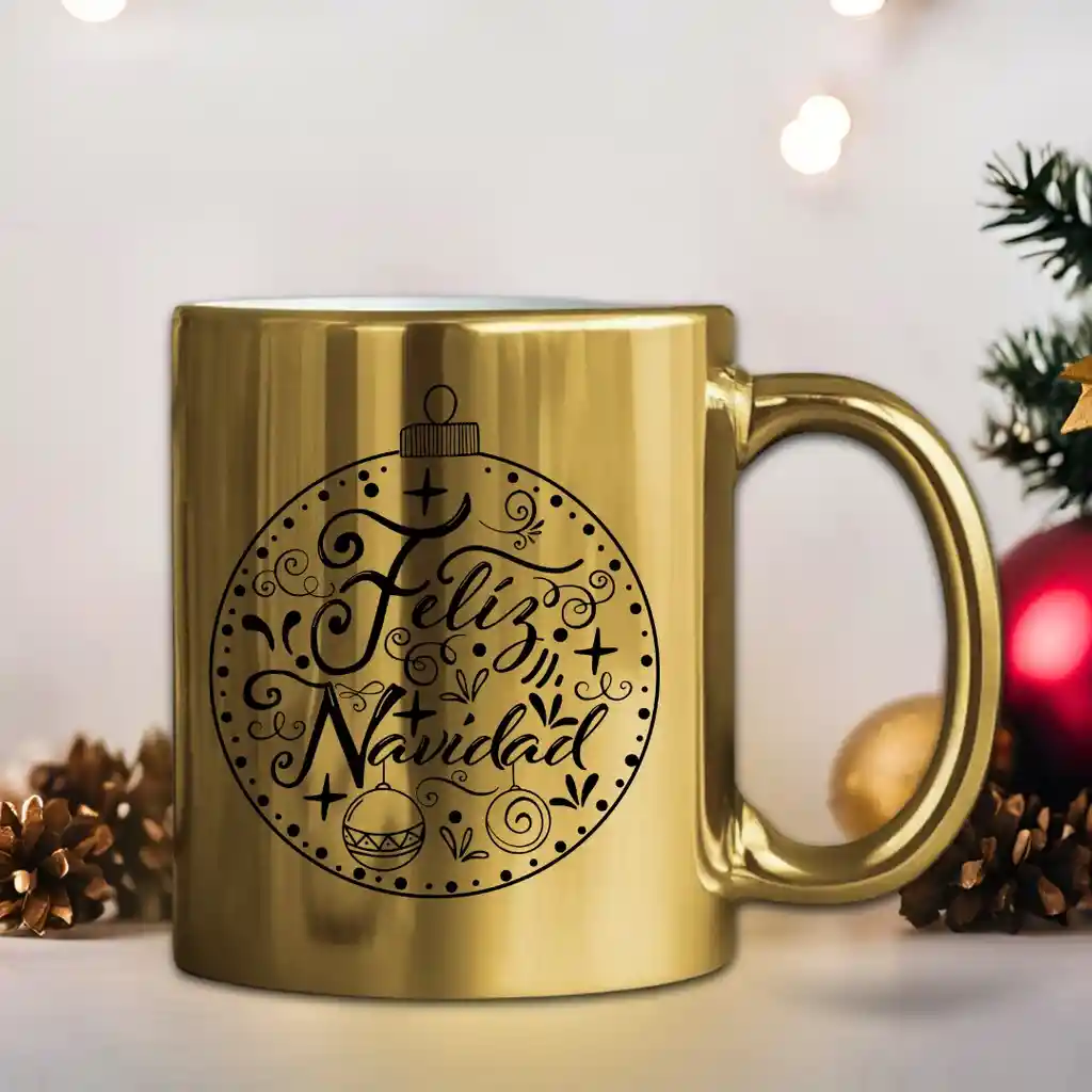 Mug Dorado Navidad 11 Oz Ref. 2 X 1 Unidad