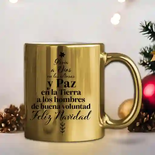 Mug Dorado Navidad 11 Oz Ref. 3 X 1 Unidad