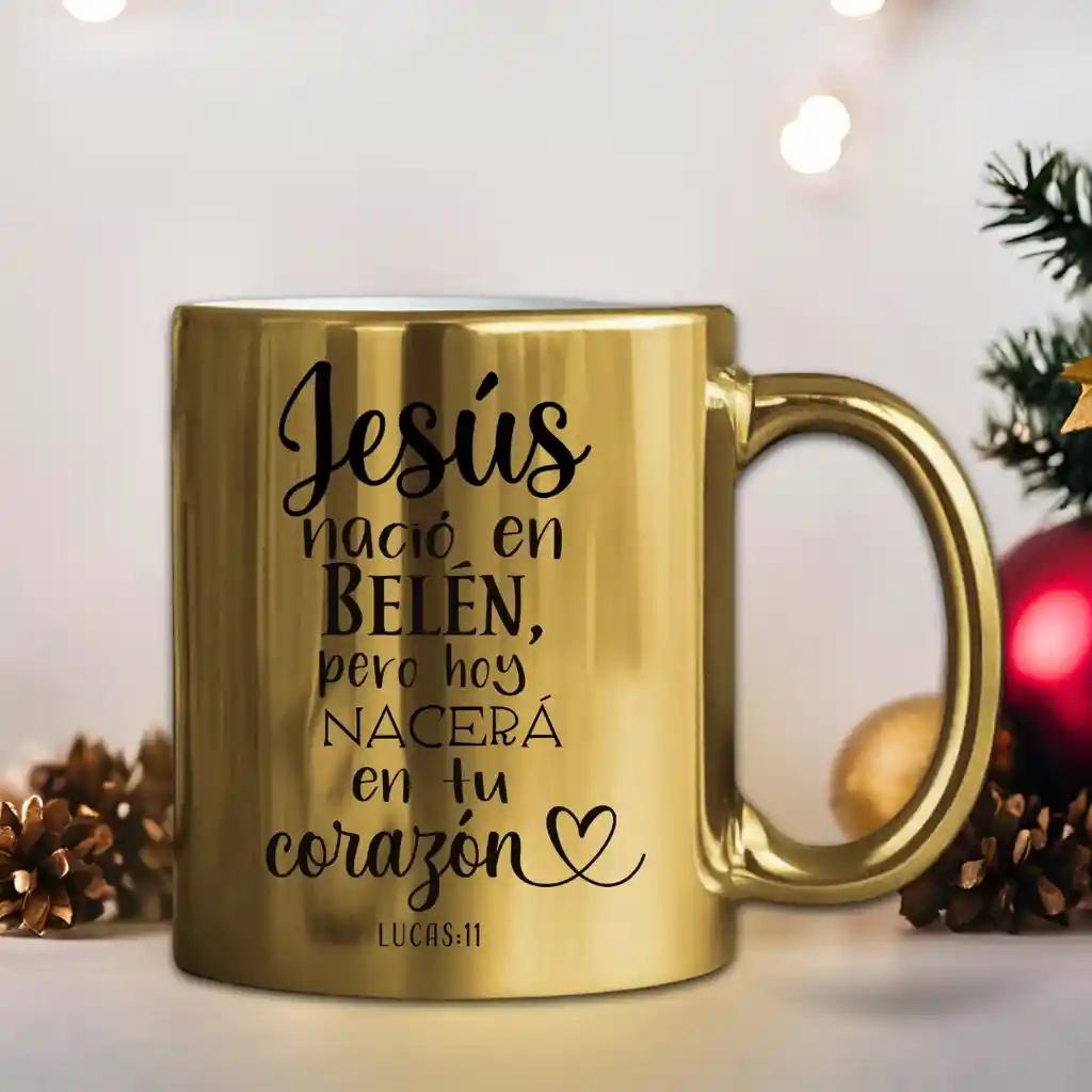 Mug Dorado Navidad 11 Oz Ref. 8 X 1 Unidad