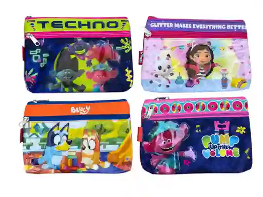 Cartuchera Para Niña 2 Bolsillos Primavera Diseños Surtidos