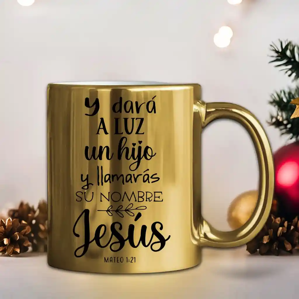 Mug Dorado Navidad 11 Oz Ref. 9 X 1 Unidad