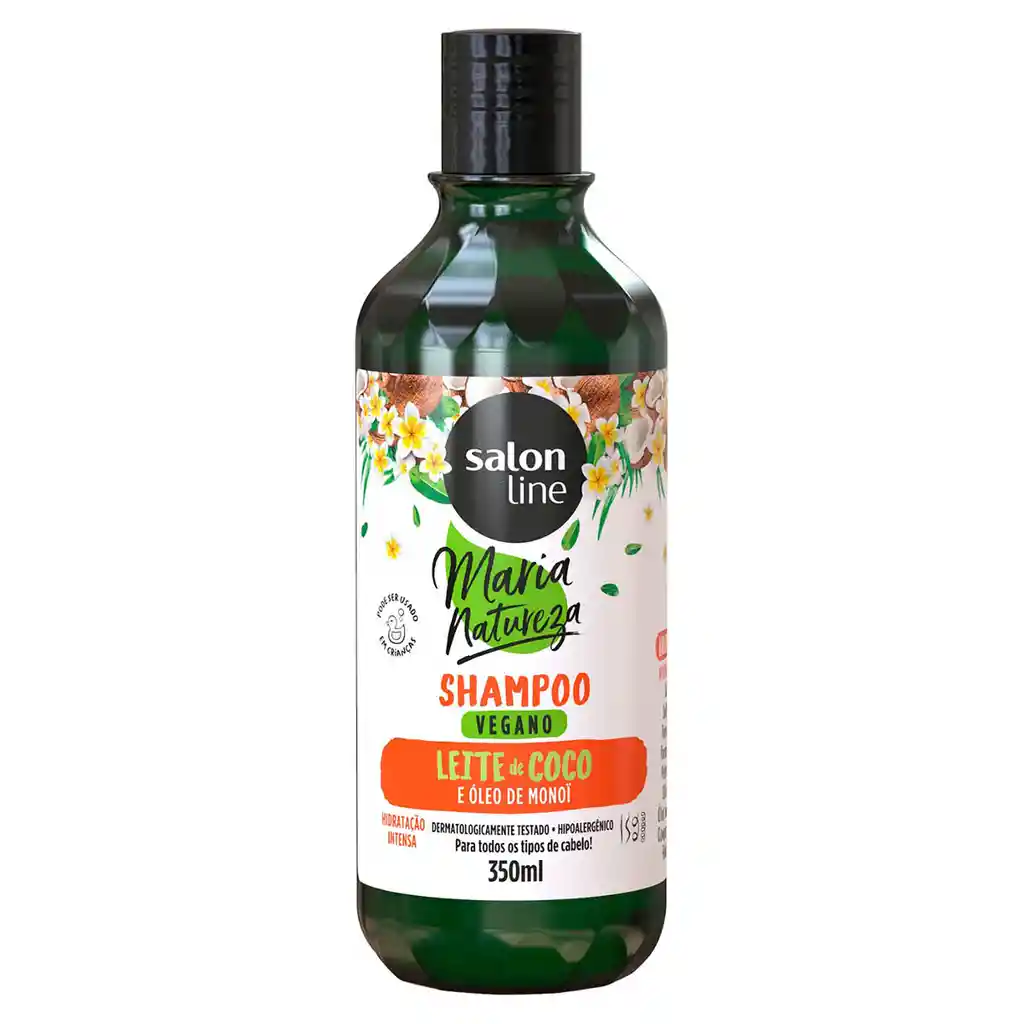Salon Line Shampoo Vegano Maria Natureza, Leche De Coco, Hidratación Intensa - 350 Ml