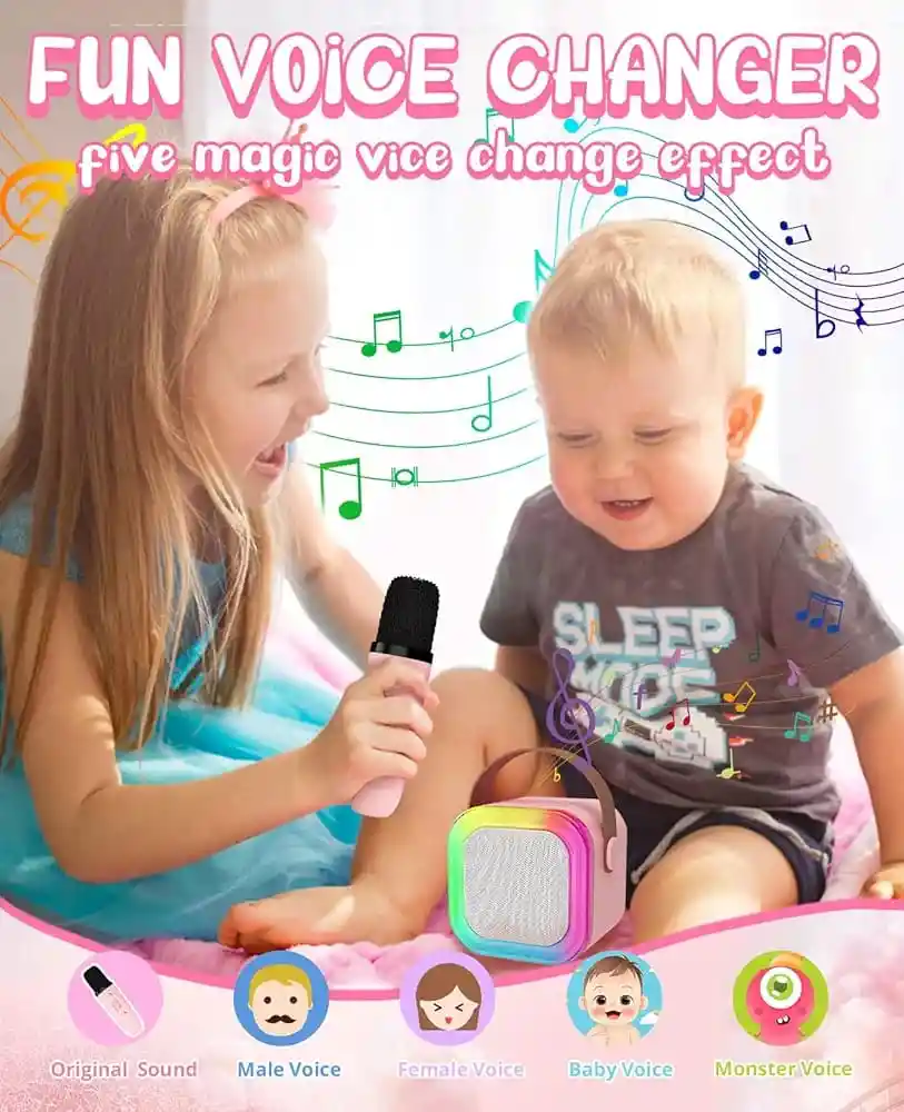 Mini Parlante Karaoke + 1 Micrófono, Regalo Ideal Para Niñas Y Adolescentes (rosado)