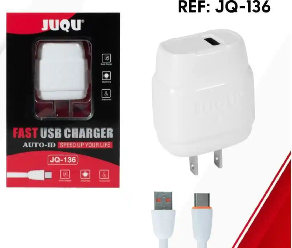 Cargador Auto Id 3.0a Con Cable Tipo C Carga Rapida De 1 Metro Marca Juqu R-136 Quick Charger