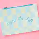 Monedero Con Cierre Cool Vibe Cuadros Azul Miniso