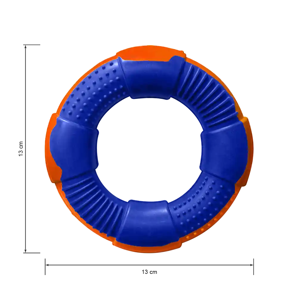 Juguete Aro Mediano Azul Rey/naranja Para Macotas X 1 Unidad