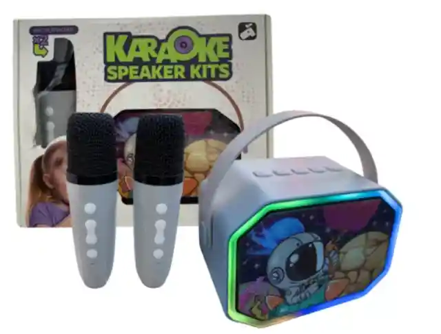 Mini Parlante Astronauta Bluetooth Led Micrófono X2 Karaoke