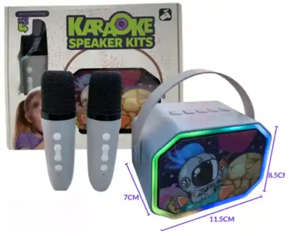 Mini Parlante Astronauta Bluetooth Led Micrófono X2 Karaoke