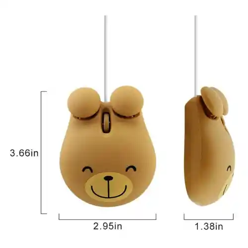 Raton Mini Para Niños Mouse Optico Con Cable Ergonómico Diseño De Oso