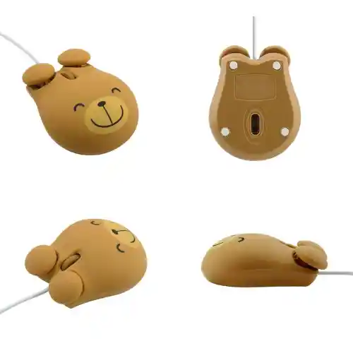 Raton Mini Para Niños Mouse Optico Con Cable Ergonómico Diseño De Oso