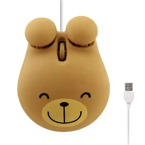 Raton Mini Para Niños Mouse Optico Con Cable Ergonómico Diseño De Oso