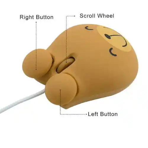 Raton Mini Para Niños Mouse Optico Con Cable Ergonómico Diseño De Oso