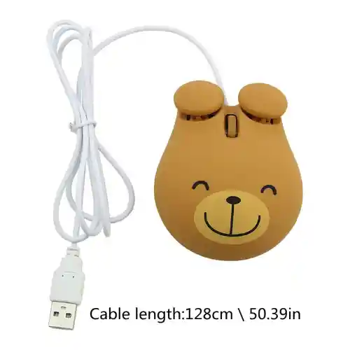 Raton Mini Para Niños Mouse Optico Con Cable Ergonómico Diseño De Oso