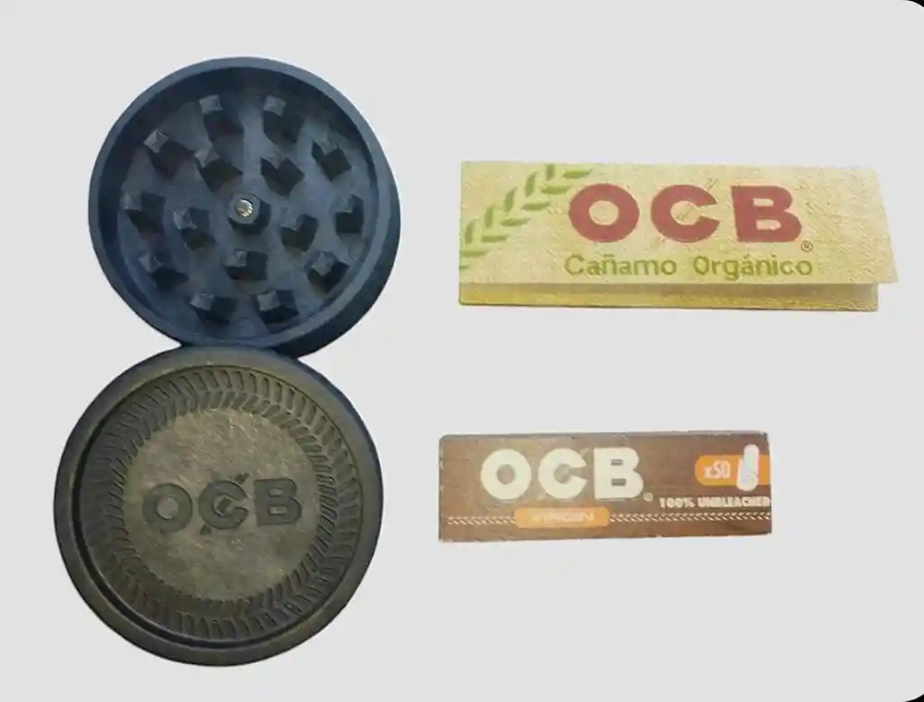 Grinder Ocb Cañamo Prensado + Filtros Ocb + Cueros Ocb Cañamo Organico