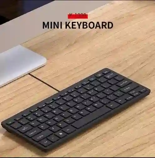 Mini Teclado Usb Slim Alambrico K1000 Negro Sin Teclado Numerico