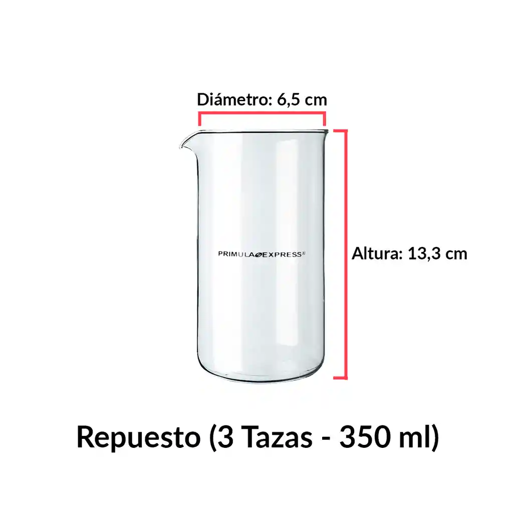 Primula Vaso Repuesto Para Prensa Francesa De 350 Ml (3 Tazas)