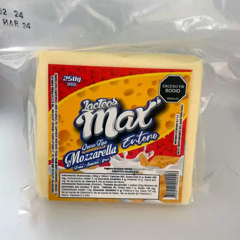 Queso Max Mozzarella Entero 250 Gr