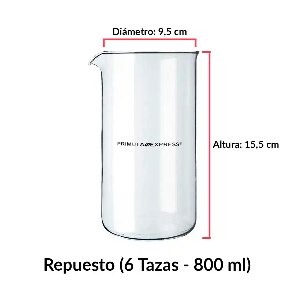 Vaso Repuesto Prensa Francesa Primula De 800 Ml (6 Tazas)