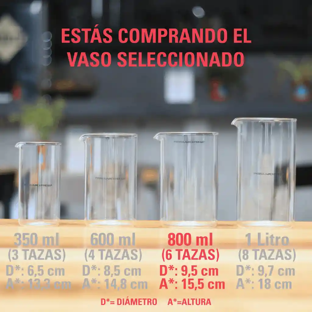 Vaso Repuesto Prensa Francesa Primula De 800 Ml (6 Tazas)