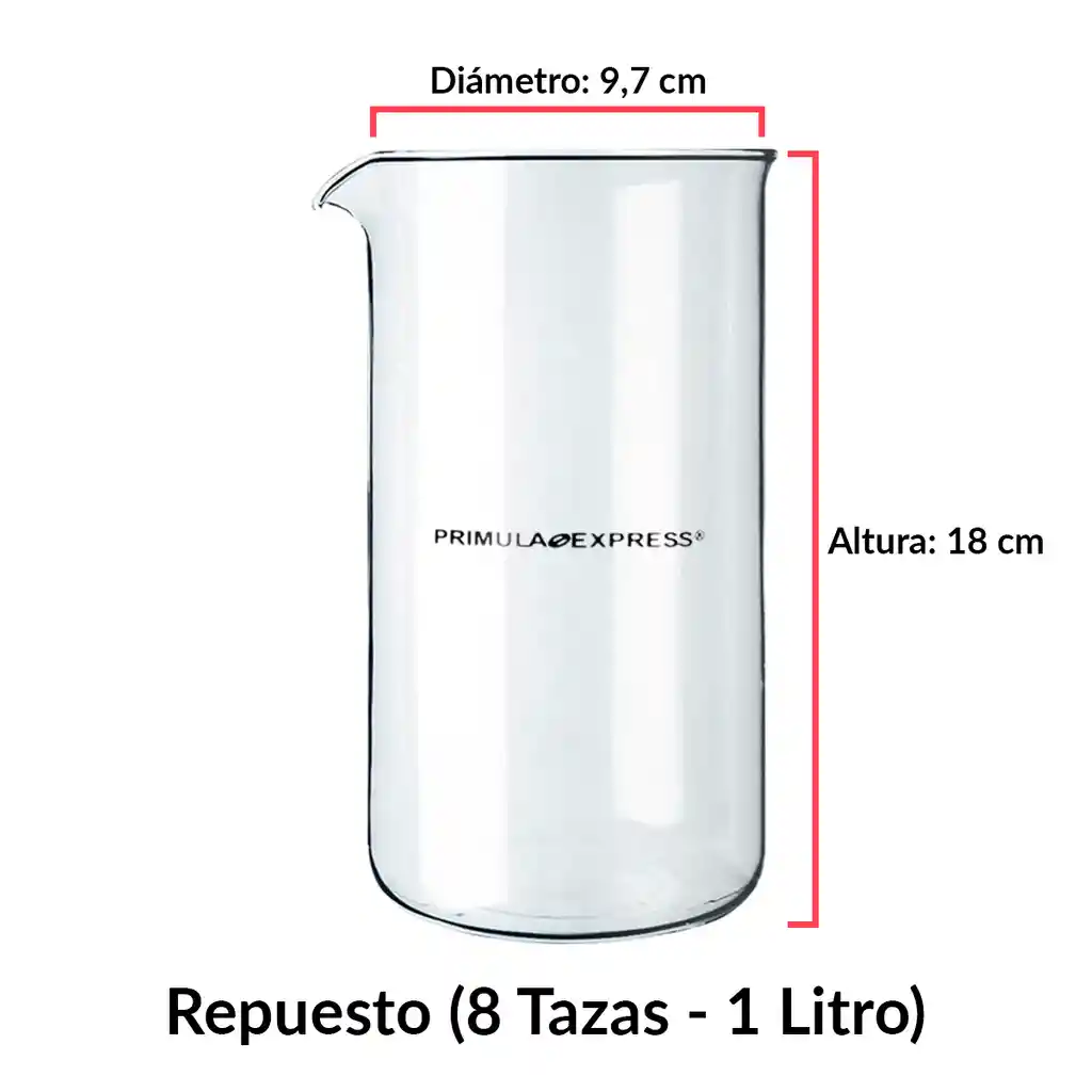 Vaso Repuesto Prensa Francesa Primula De 1 Litro (8 Tazas)