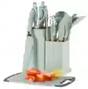 Set De Utensilios De Cocina Silicona 19 Verde Claro Piezas Para El Chef Moderno