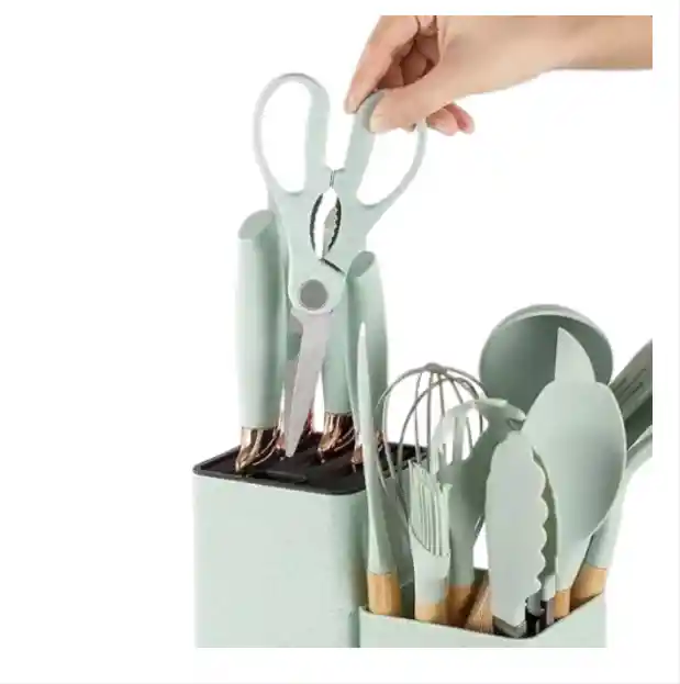 Set De Utensilios De Cocina Silicona 19 Verde Claro Piezas Para El Chef Moderno
