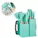Set De Utensilios De Cocina Silicona 19 Verde Oscuro Piezas, Ideal Para Tu Cocina