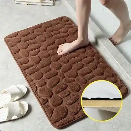 Salida Cafe Alfombra Baño Viscoelástica Suave, Antideslizante Y De Secado Rápido, Diseño Elegante.