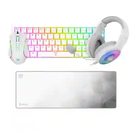 Combo 3 En 1 Redragon S129w White + Mouse Pad Com-044
