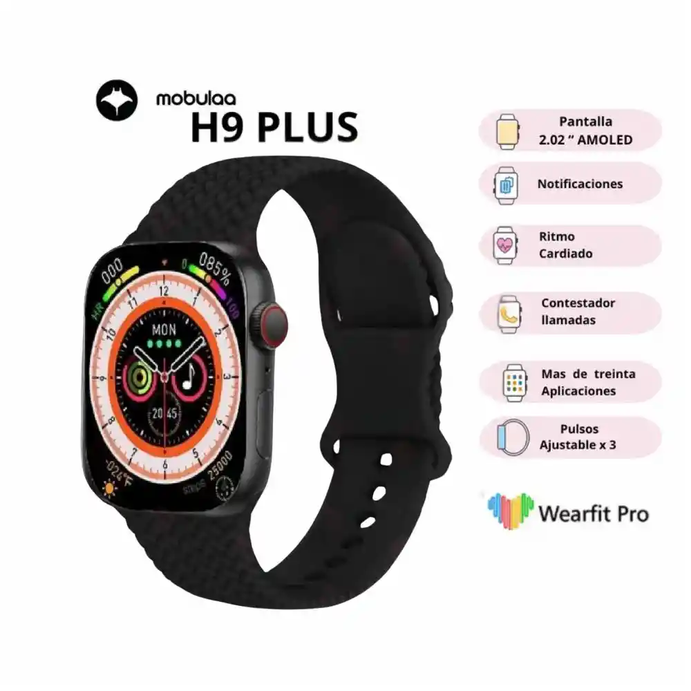 Reloj Inteligente Smartwatch Bluetooth Mobula H9 Plus Negro