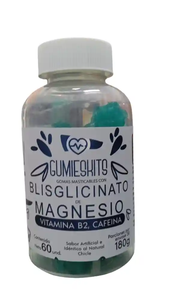 Gomas De Bisglicinato De Magnesio Con Viamina B2 Y Cafeina X 60 Und Gumieskits