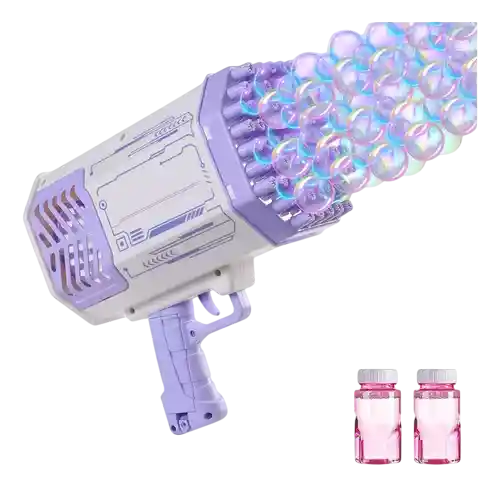 Juguete Pistola Bazooka De Burbujas Recargable Con Luz Led Para Niñas