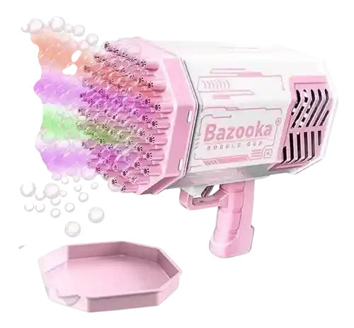 Juguete Pistola Bazooka De Burbujas Recargable Con Luz Led Para Niñas